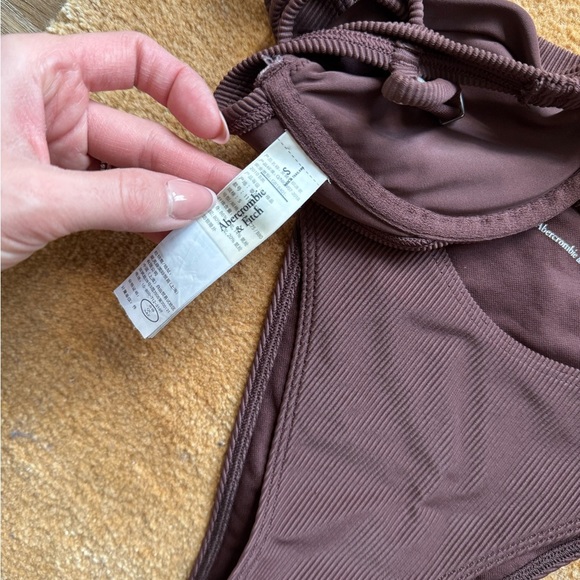 Abercrombie & Fitch High Leg Brown Ribbed Bikini - Picture 3 of 6